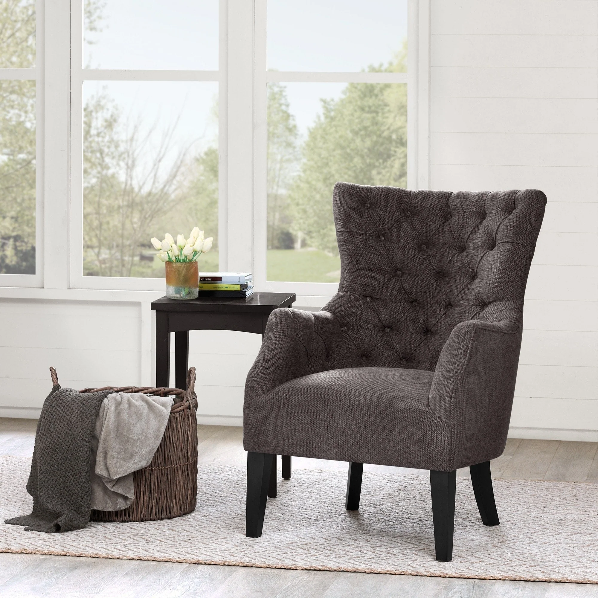 Madison Park Isa Button Tufted Wing Back Chair