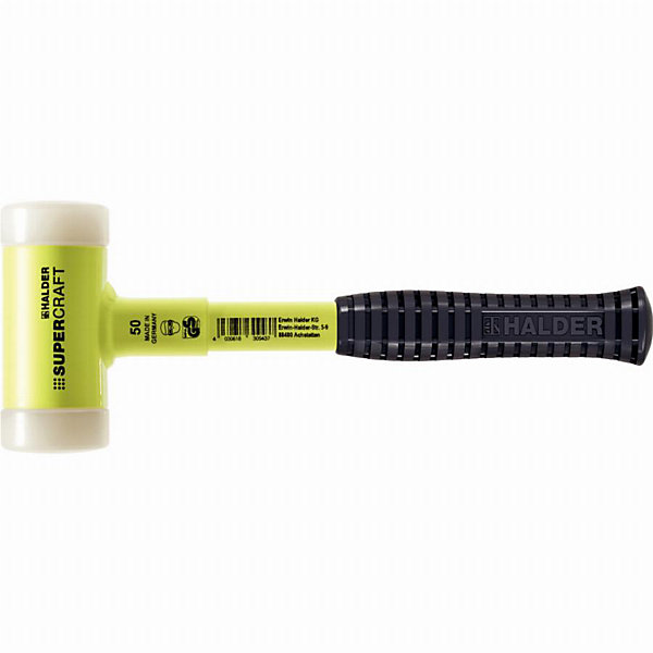 Maillet SUPERCRAFT D40 mm - manche tube d'acier incassable, poignée caoutchouc, jaune fluorescent 3377.140