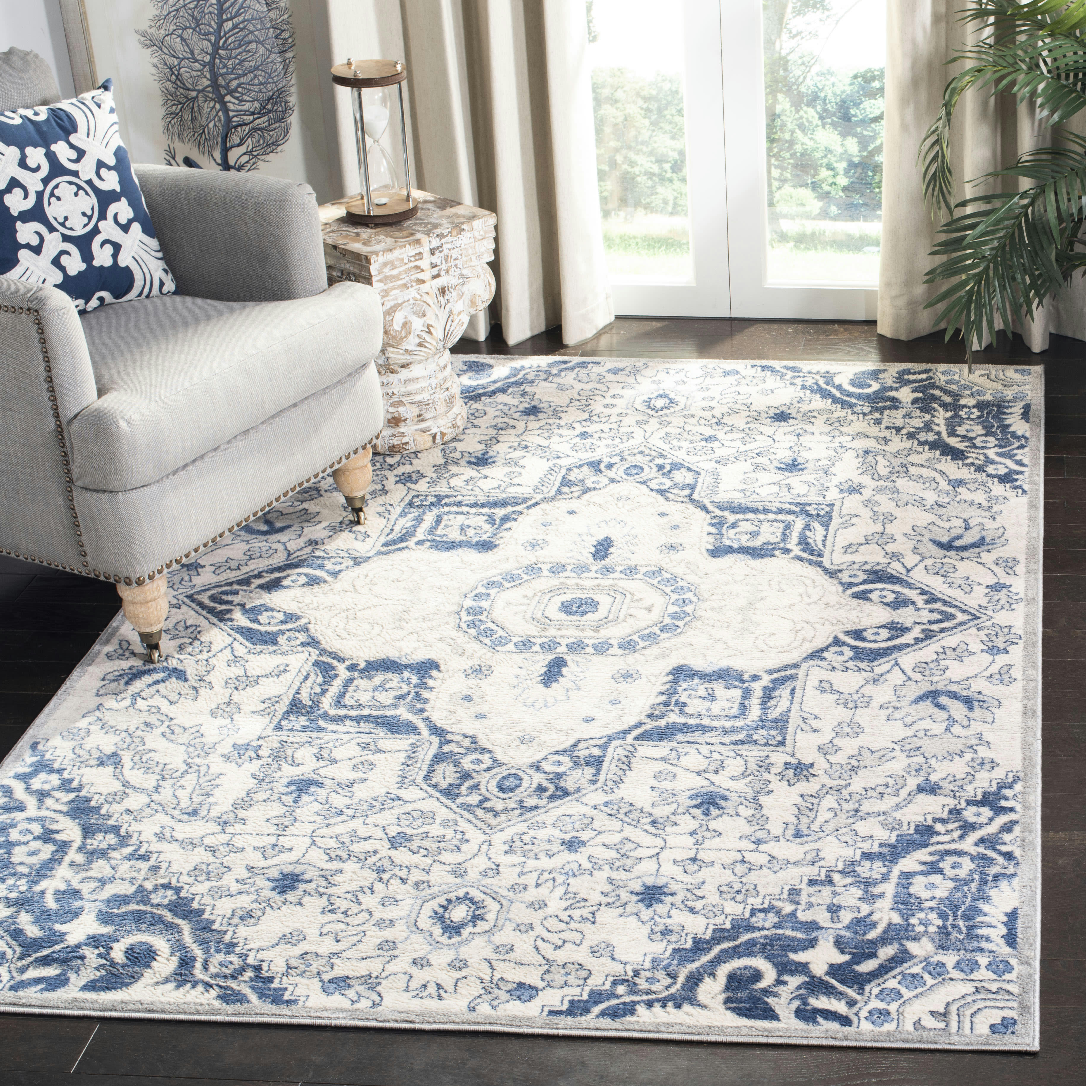 BRENTWOOD - Tapis de salon interieur en crème & bleu, 122 x 183 cm
