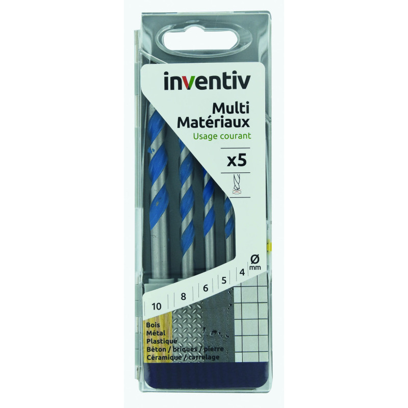 Set de forets multi-matériaux Ø 4 - 10 mm 5 pièces INVENTIV