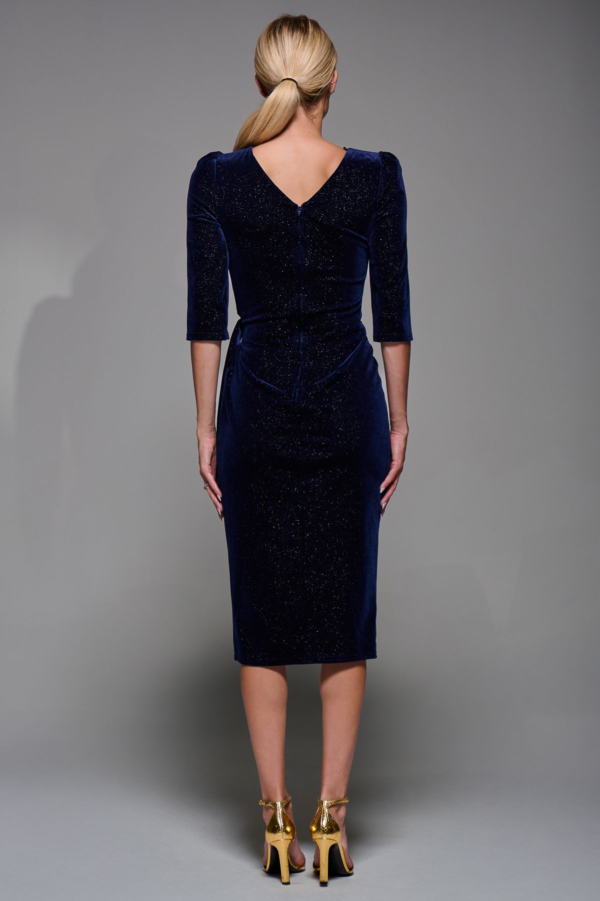 Jolie Moi Velvet Glitter Bodycon Midi Dress