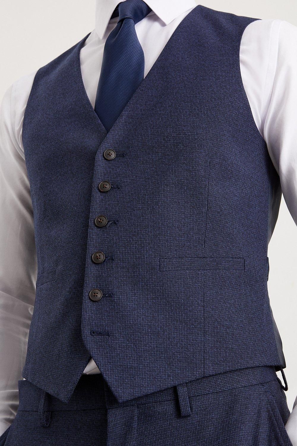 Burton Navy Marl Slim Fit Waistcoat