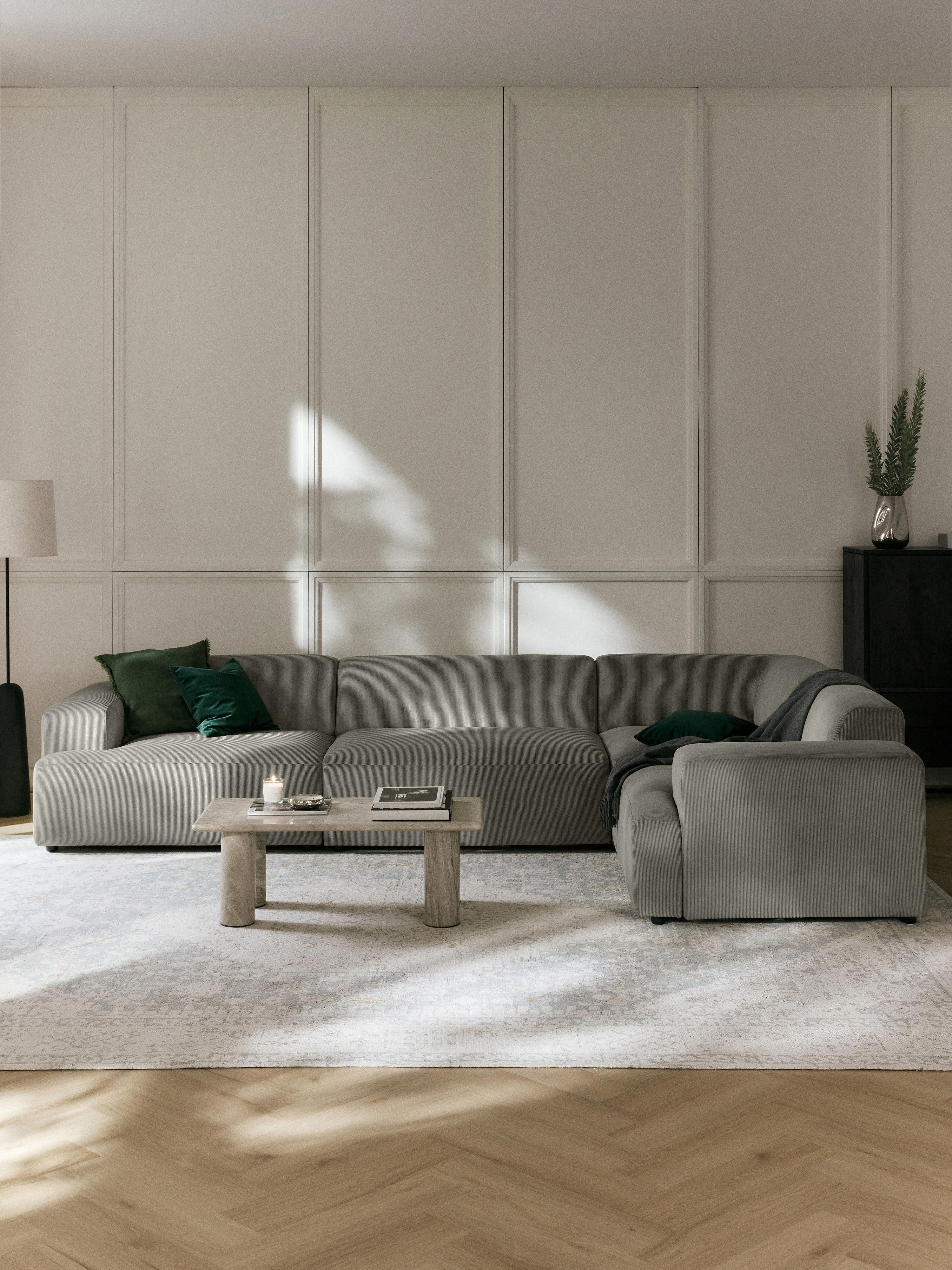 Großes Cord-Ecksofa Melva (4-Sitzer)