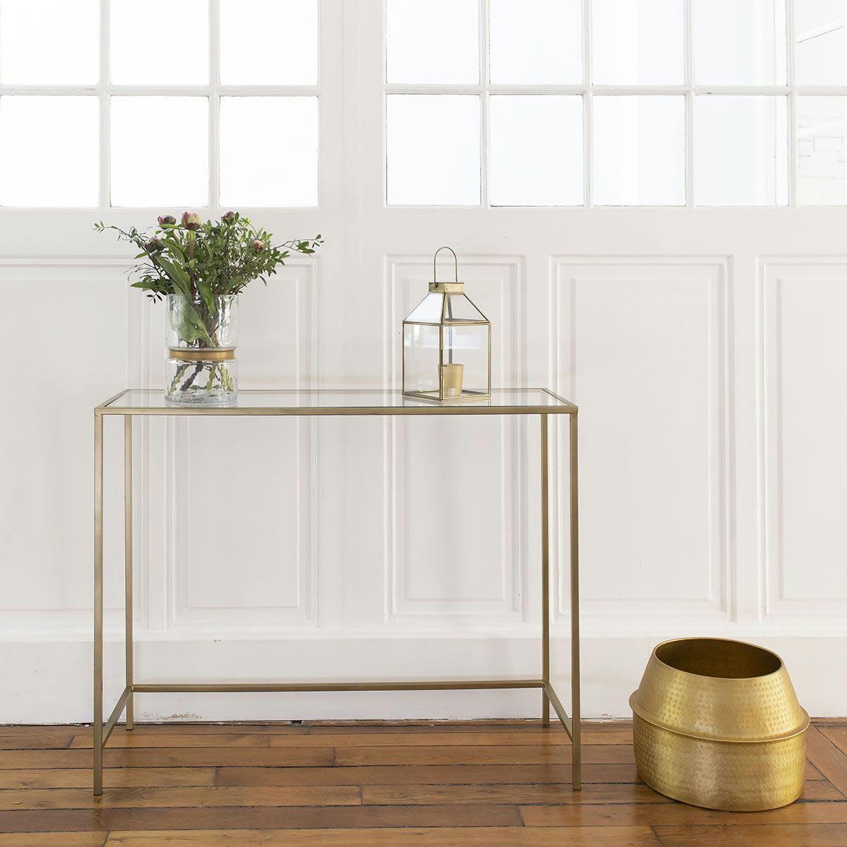 MIRA - Console en métal et verre