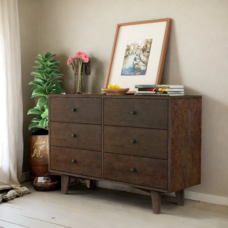 Storage Cabinet Lockers Real Wood spray paint Retro round handle Suitable for bedroom, Auburn