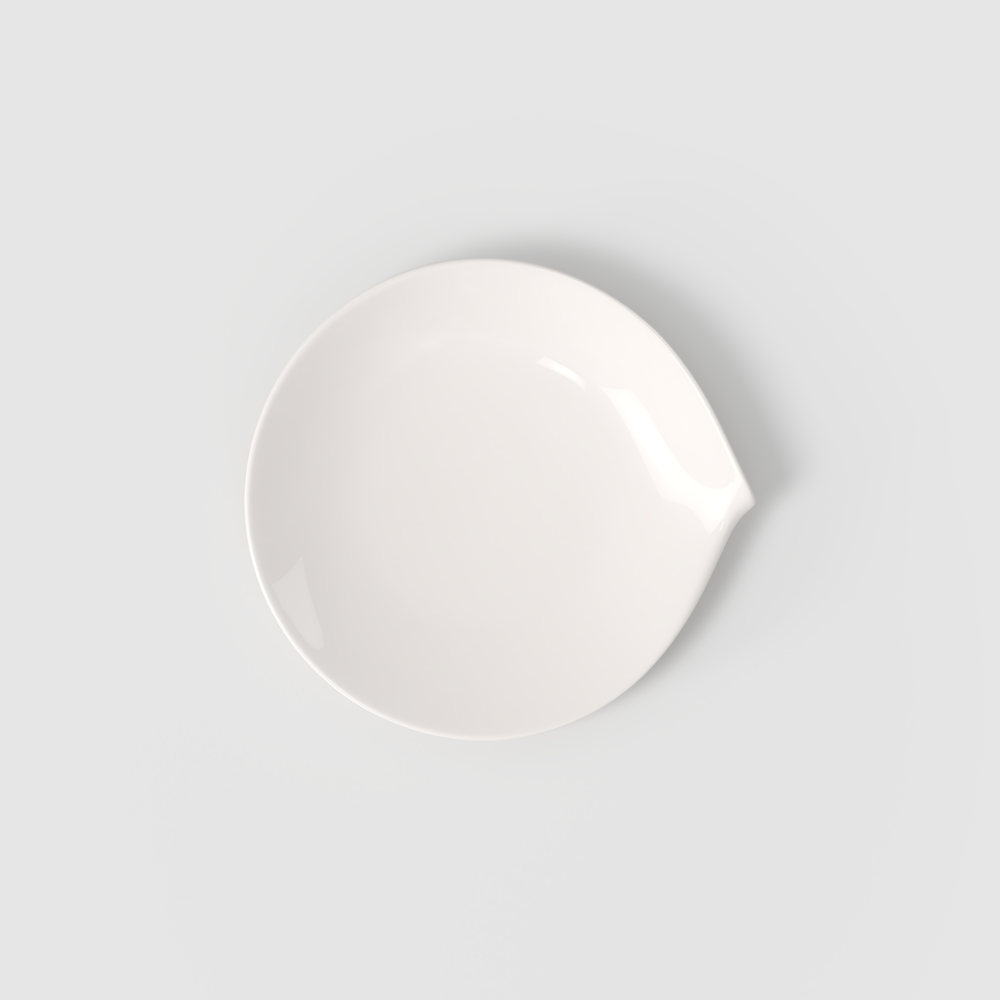 Flow Salad/ Dessert Plate - White, 9.1'' x 8.3'', Premium Porcelain