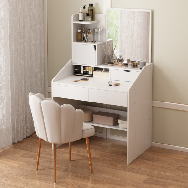 Toaletka z lustrem biała do makijażu glamour 130x70x40cm