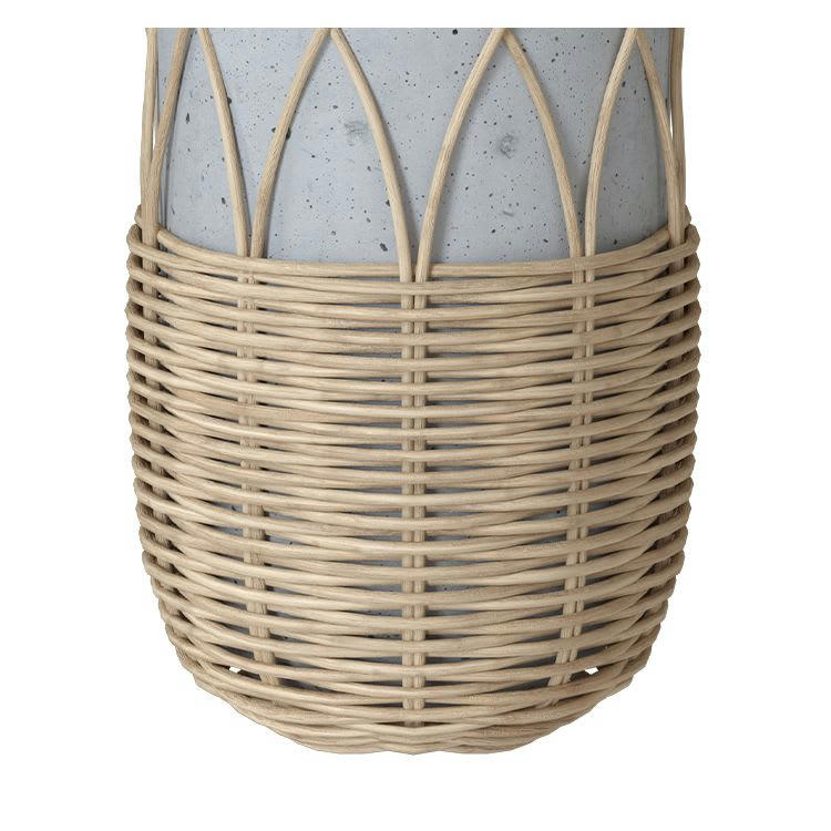 SYAH - Vase en ciment fibré et rotin H35