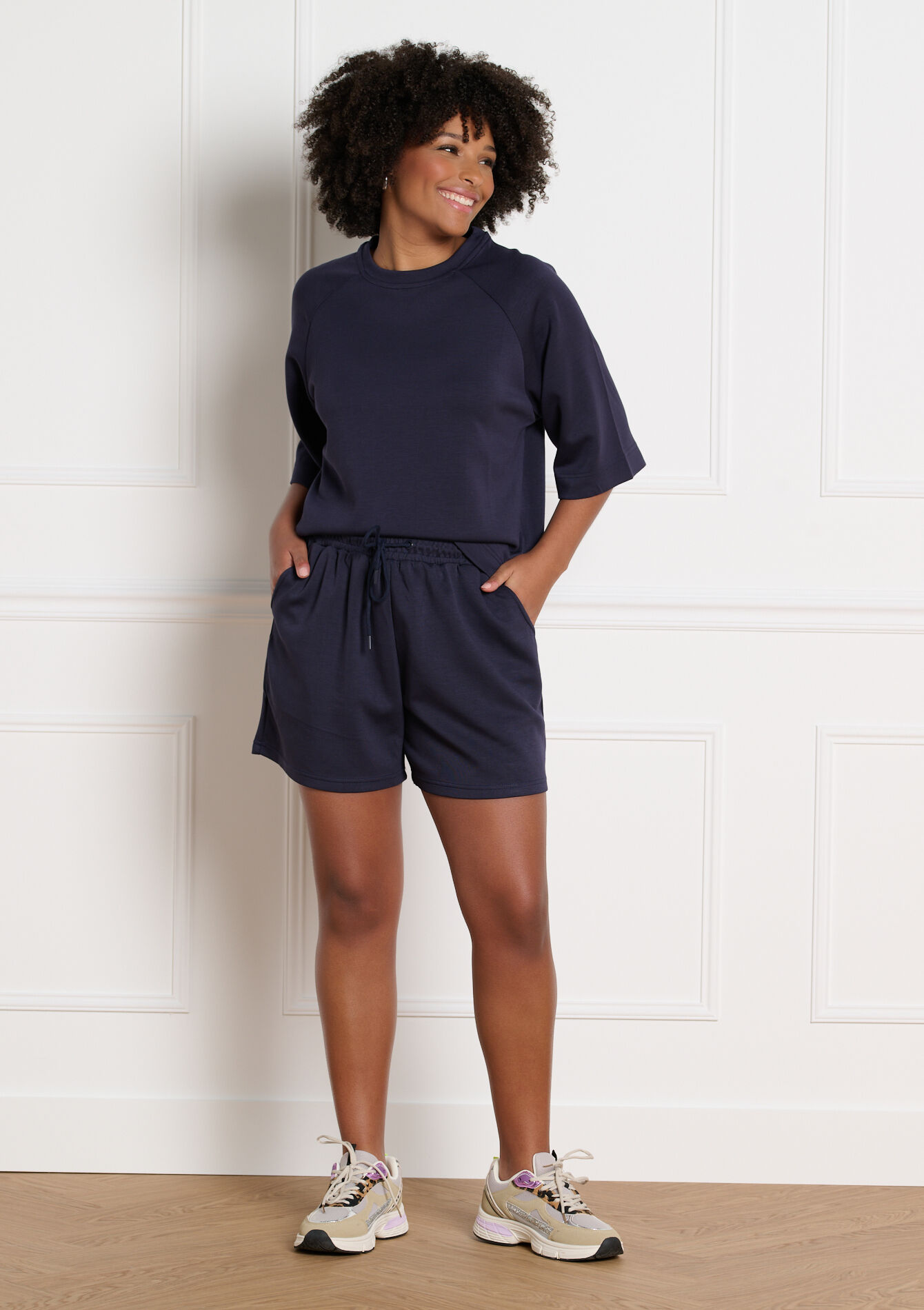 Soepele short met elastische taille