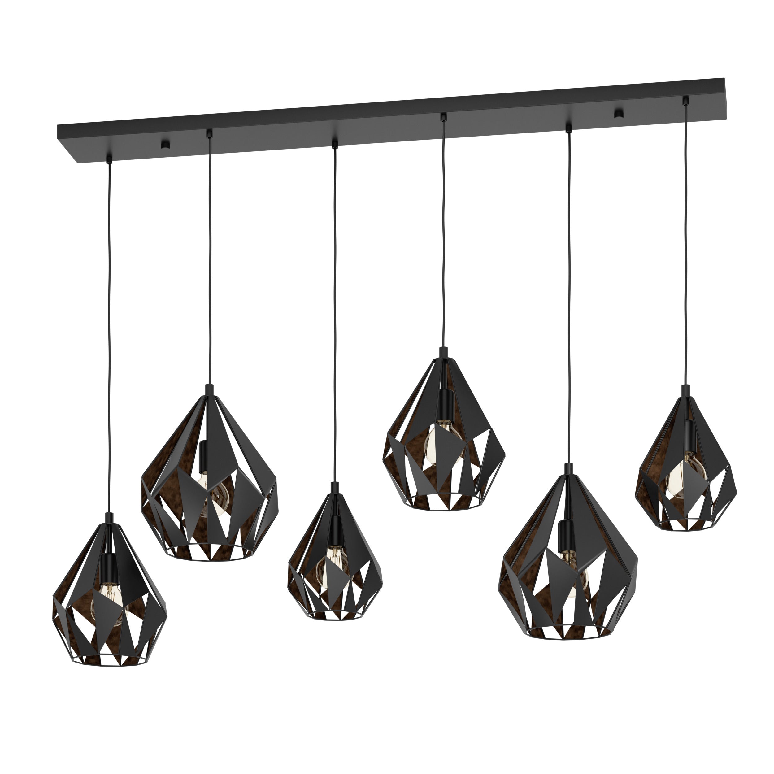 EGLO hanglamp Carlton 1 - e27 - 145,5 cm - zwart/koper