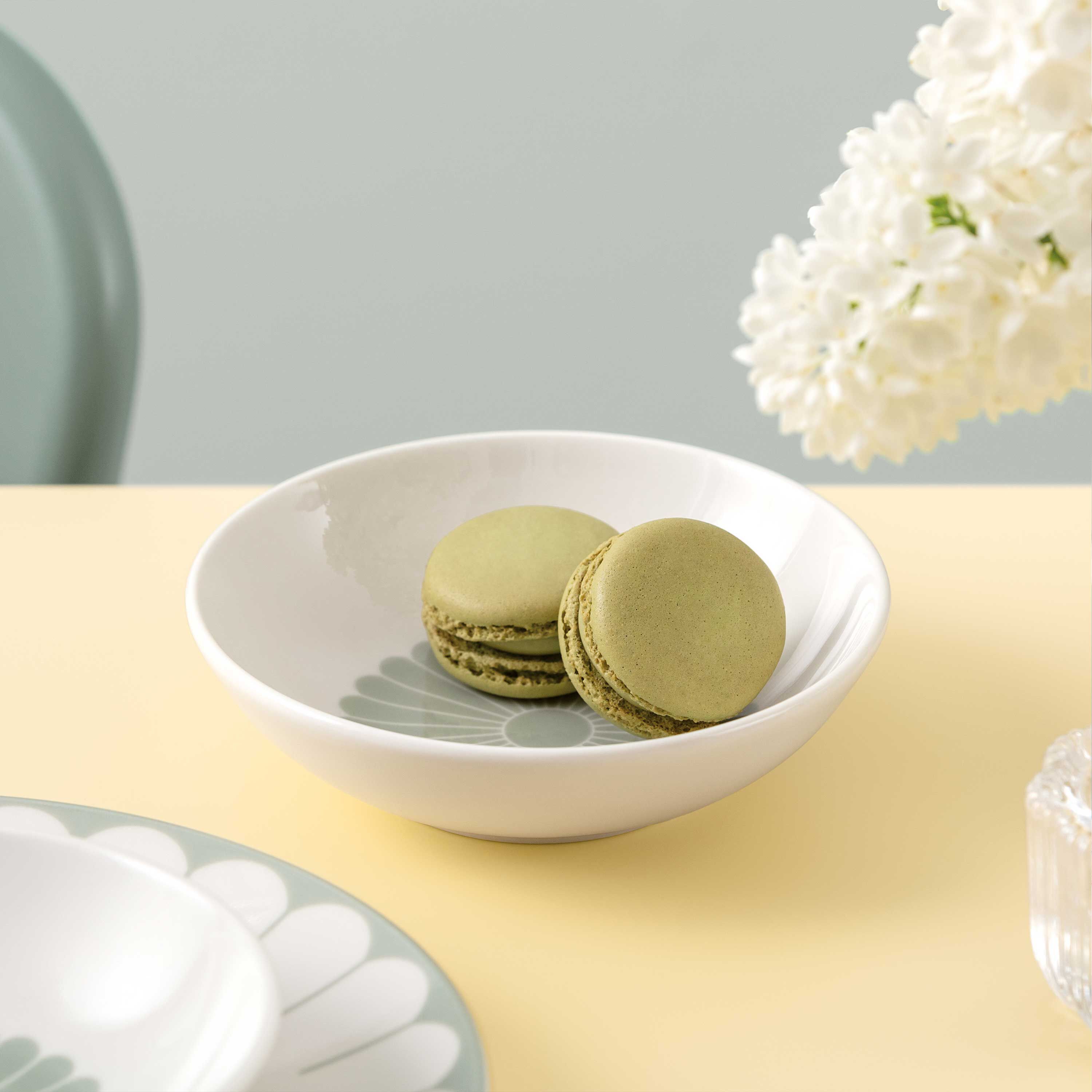 Fleur Appetizer/ Dessert Bowl - Green, 3.8 oz, Premium Porcelain