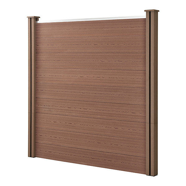 Clôture Brise Vue Bois Composite Quadratique et Oblique Marron 183 x 973 cm neu.holz