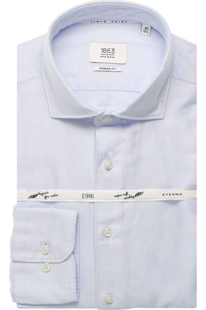 ETERNA 1863 Soft Tailoring Modern Fit Leinenhemd blau, Einfarbig