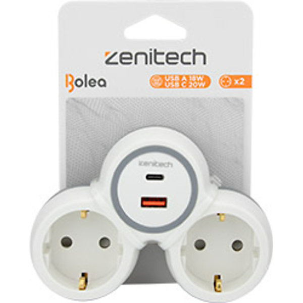 Biplite Schuko 16A   USB A C Bolea Zenitech