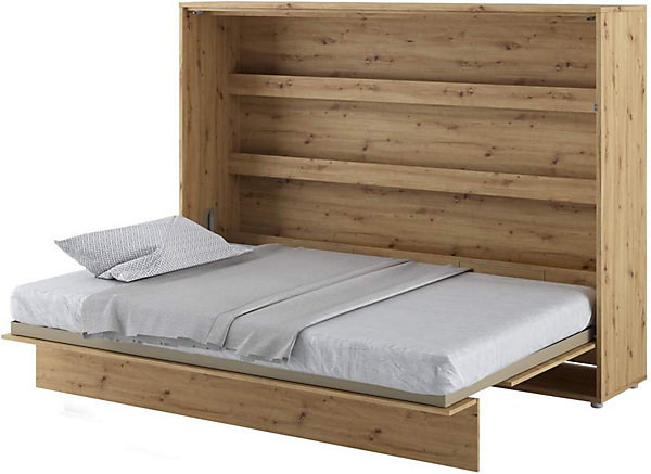 Lenart Lit escamotable Horizontal 140x200cm Matelas inclus Chêne artisan Lit Rabattable Consus