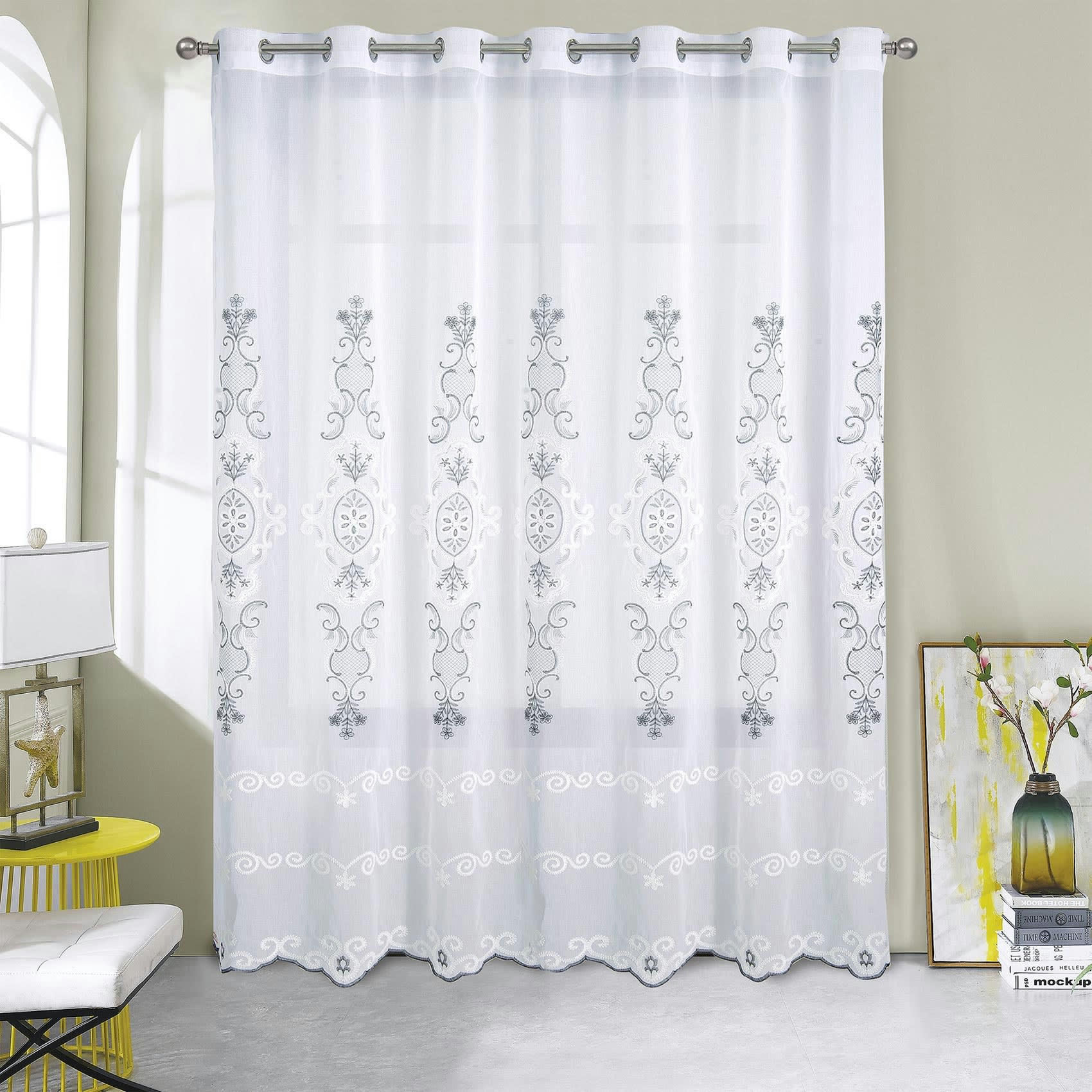 - Voilage grande largeur au style macramé polyester noir 300x260 cm