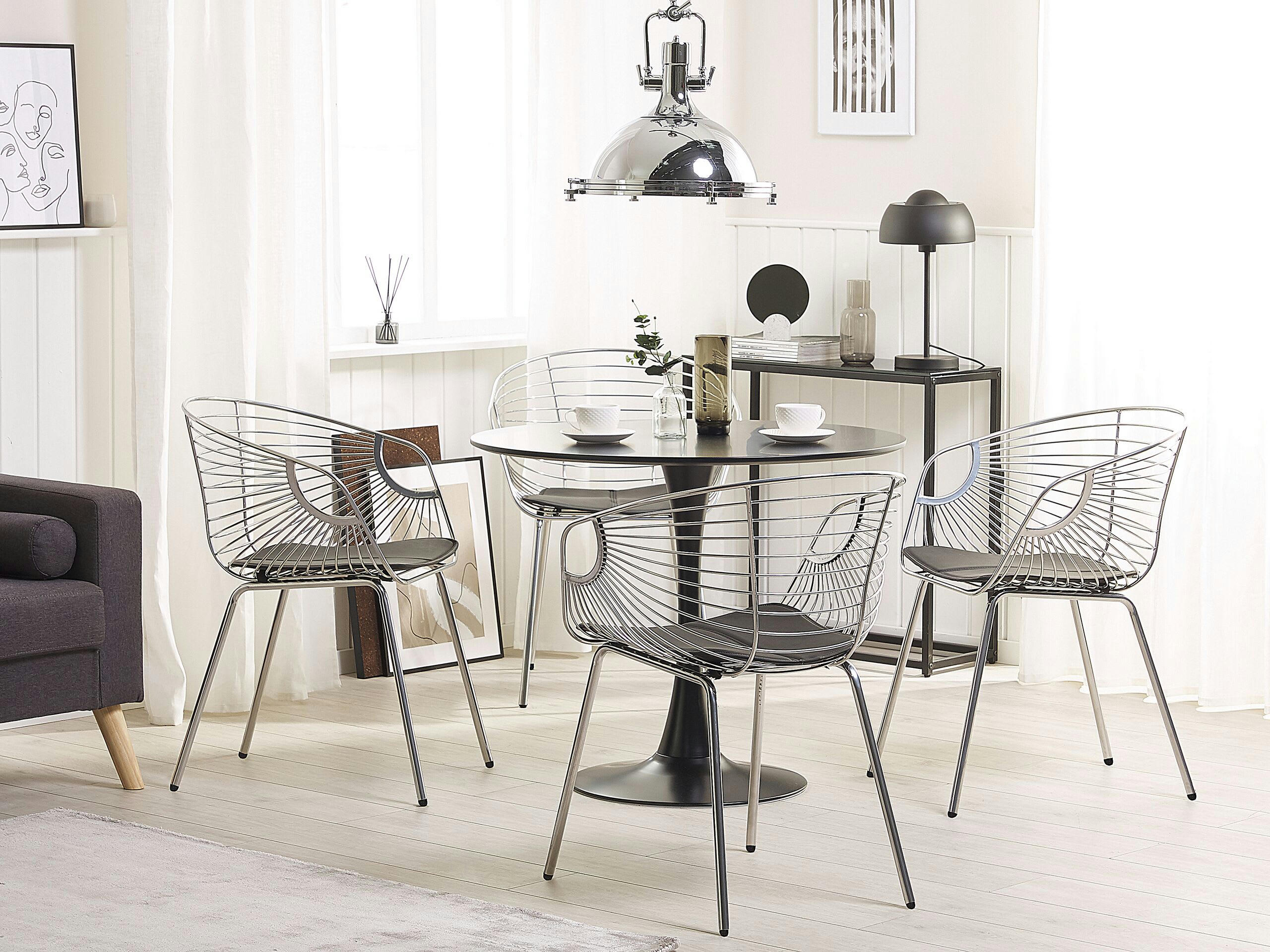 HOBACK - Lot de 2 chaises en métal argenté