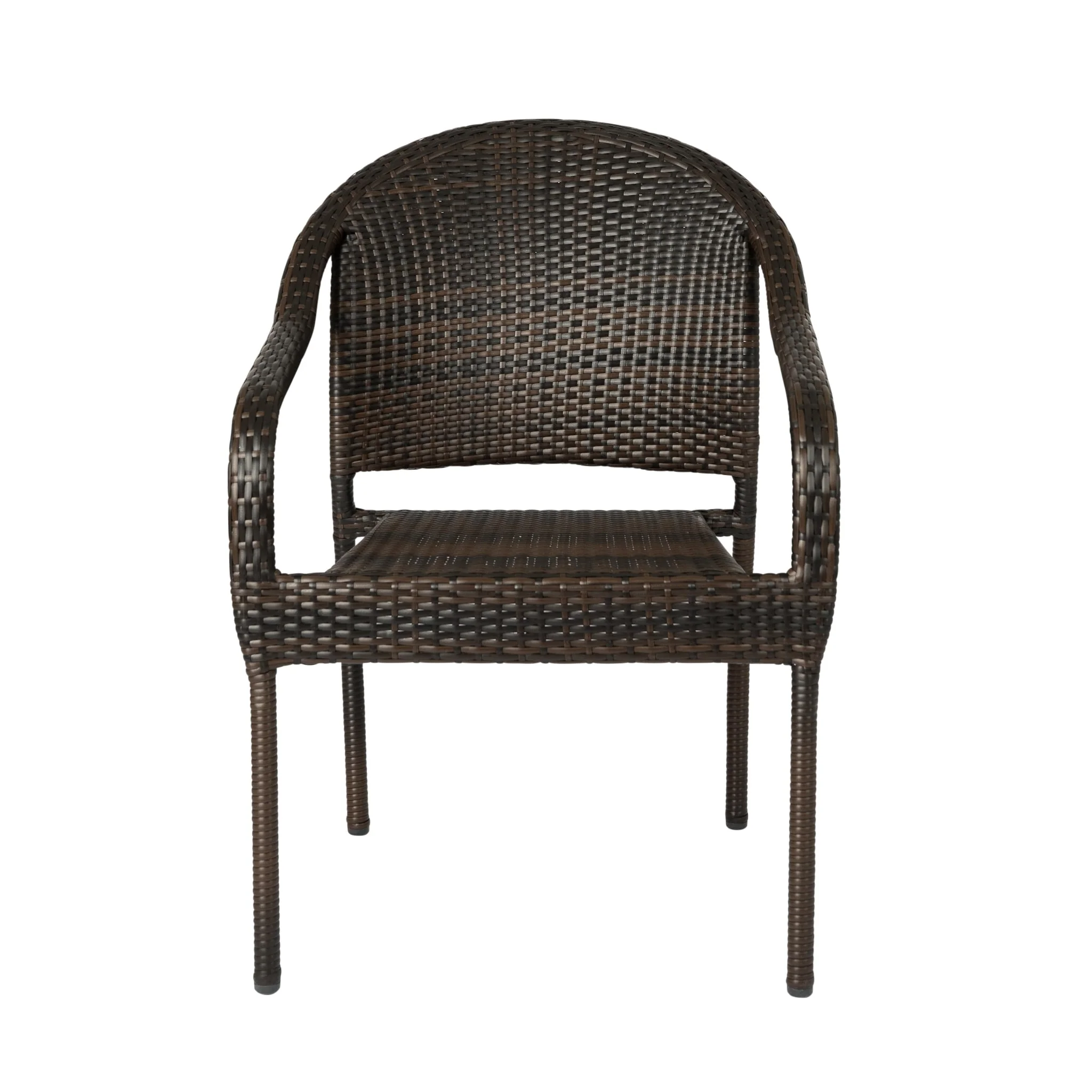 Rhodos Cafe Stacking Chair In Mocha All-Weather Wicker 4pk