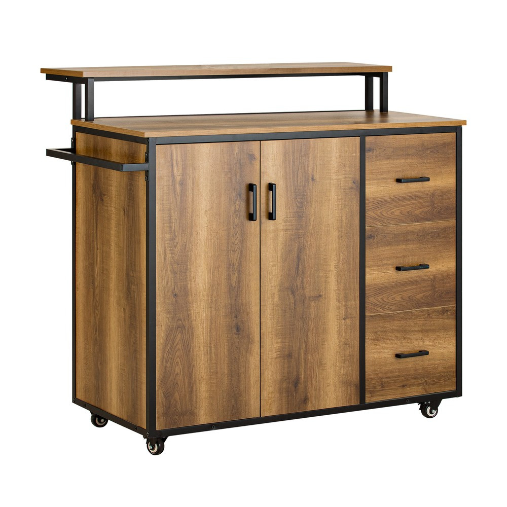 SoBuy Wyspa kuchenna Ciemnobrązowy 106x49x105cm Przemysłowy KNL02-PF
