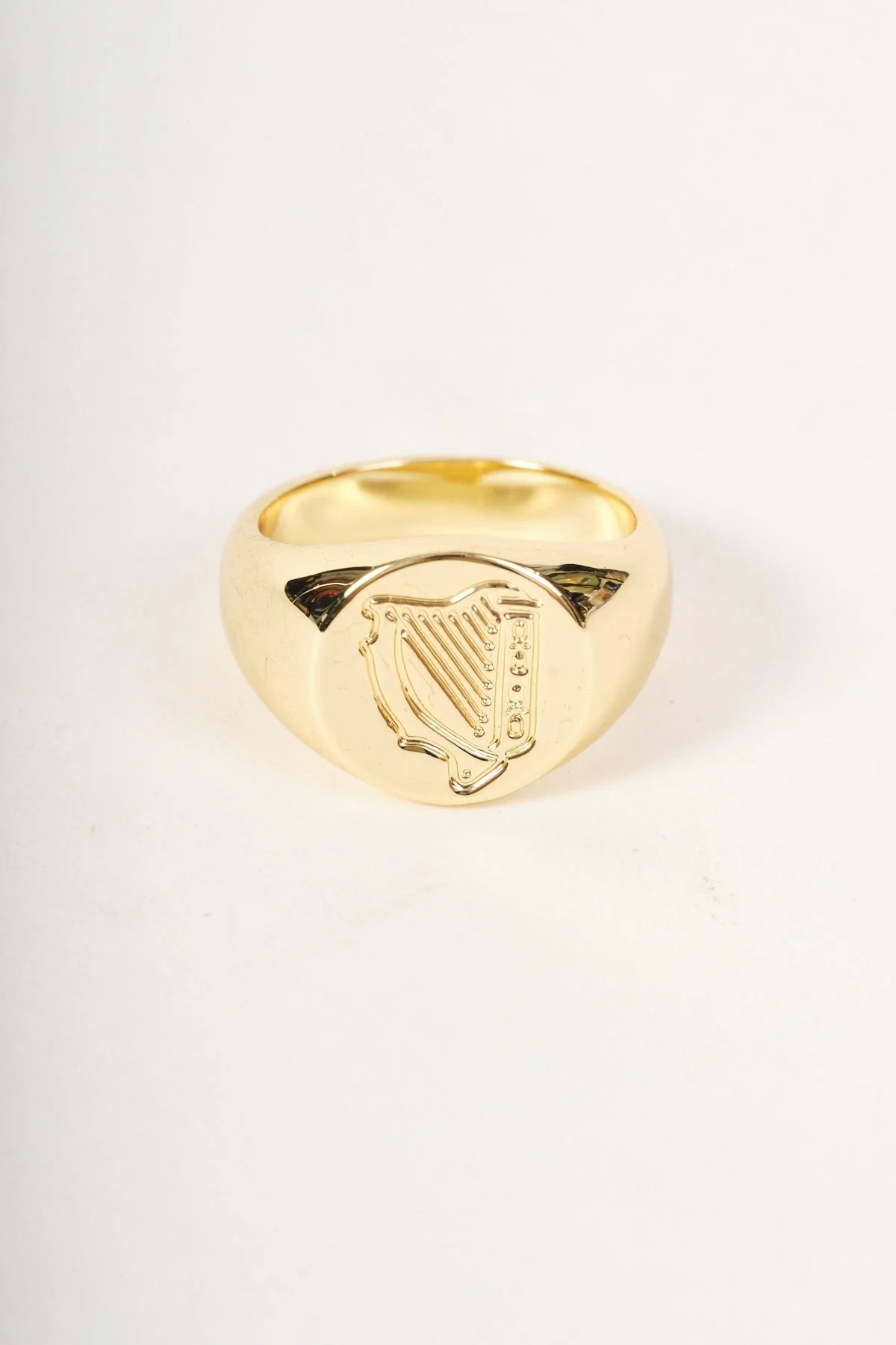 Gold Harp Signet Ring - Size 8