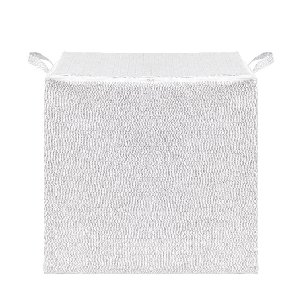 Sac panière de rangement 150L pliable tissu gris et blanc 45x45xH56cm