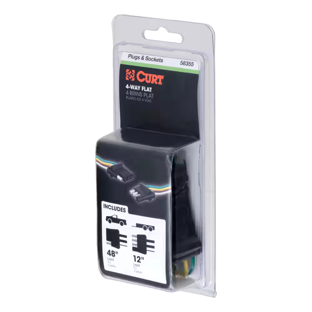 CURT 4-Way Connector Plug & Socket with 12-in & 48-in Wires