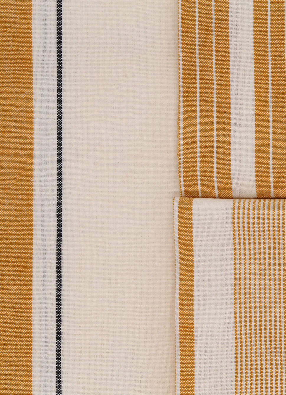 LOT DE 3 TORCHONS EN COTON à RAYURES CURRY