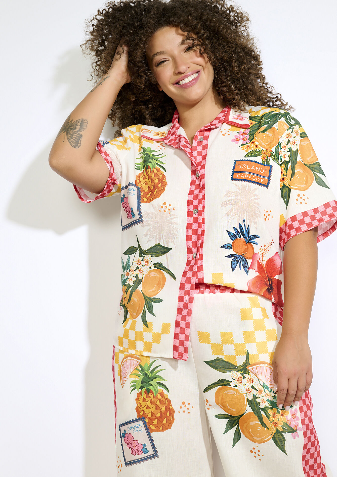 Losvallend hemd met print