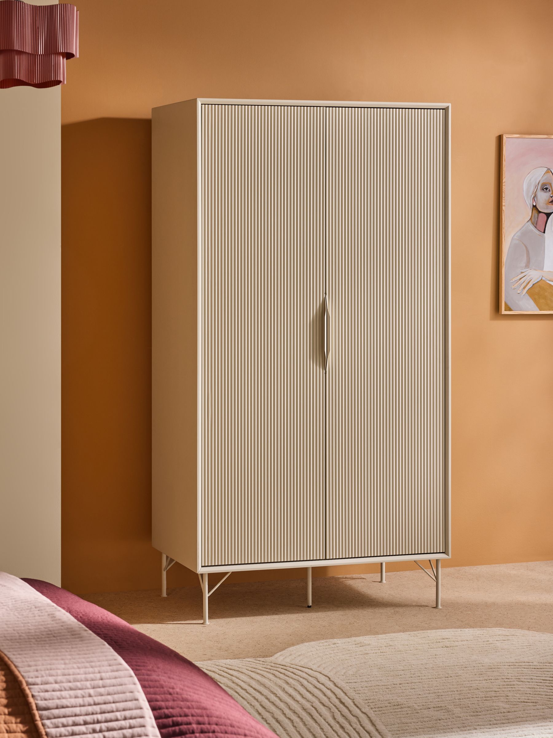 Elian Painted Double Wardrobe in Ecru White