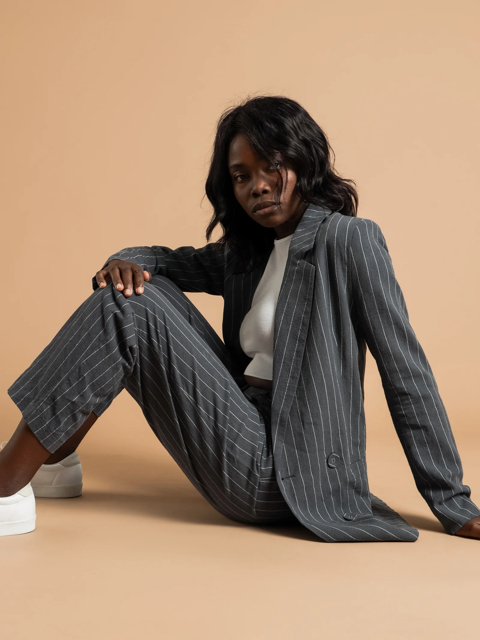 Finley Pinstripe Linen Blazer