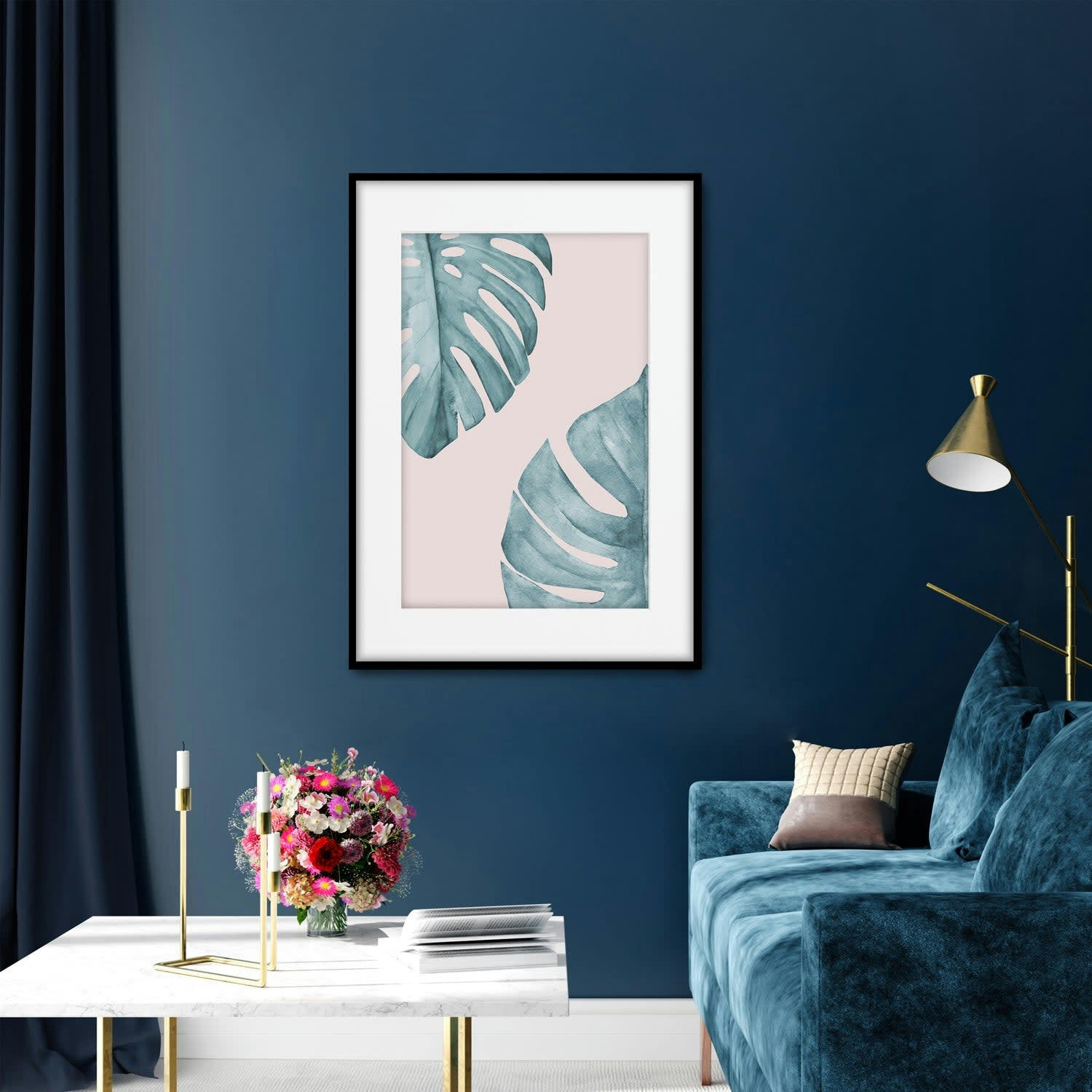 MONSTERA - Affiche avec cadre noir - Illustration Feuilles - 30x40