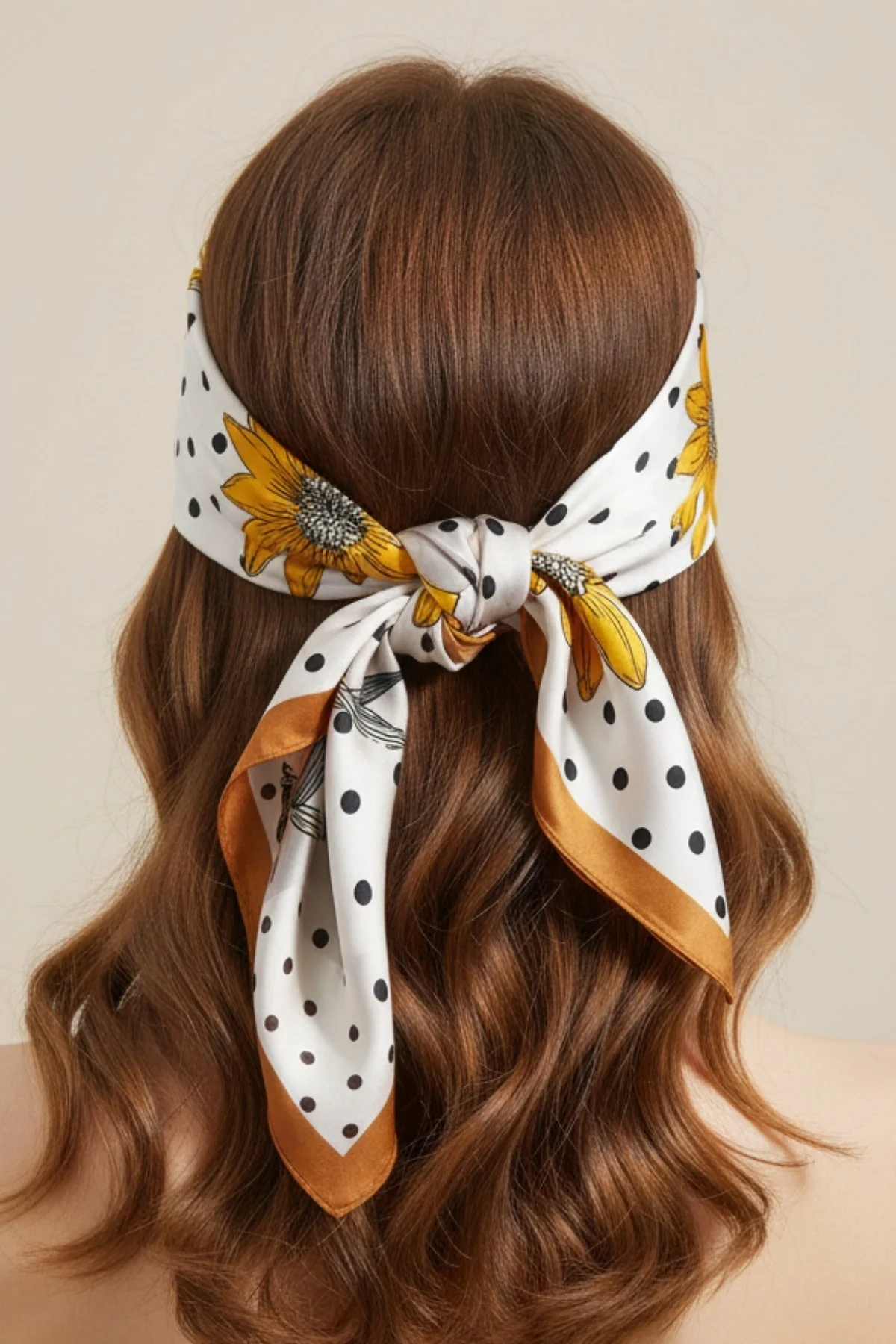 Polka Dot Gold Border Neckerchief Scarf