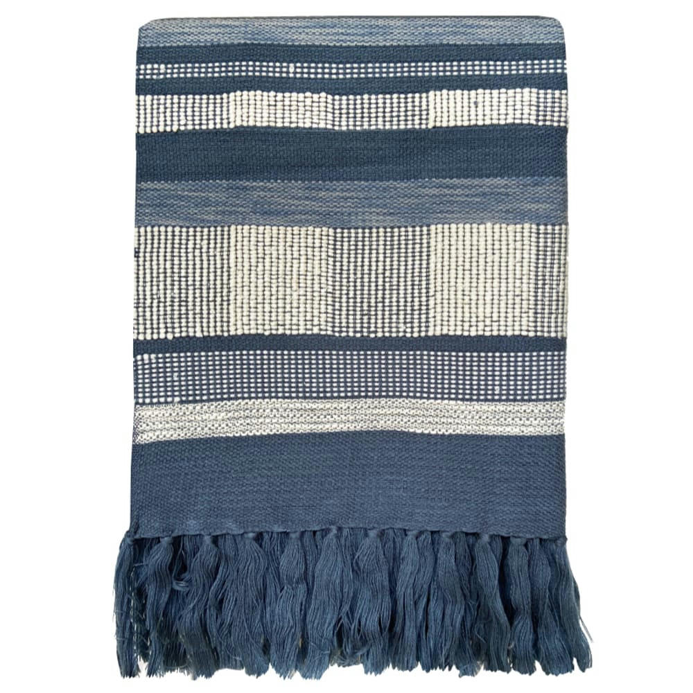 VUE SUR LA MER - Plaid texture bleu nuit 125x150