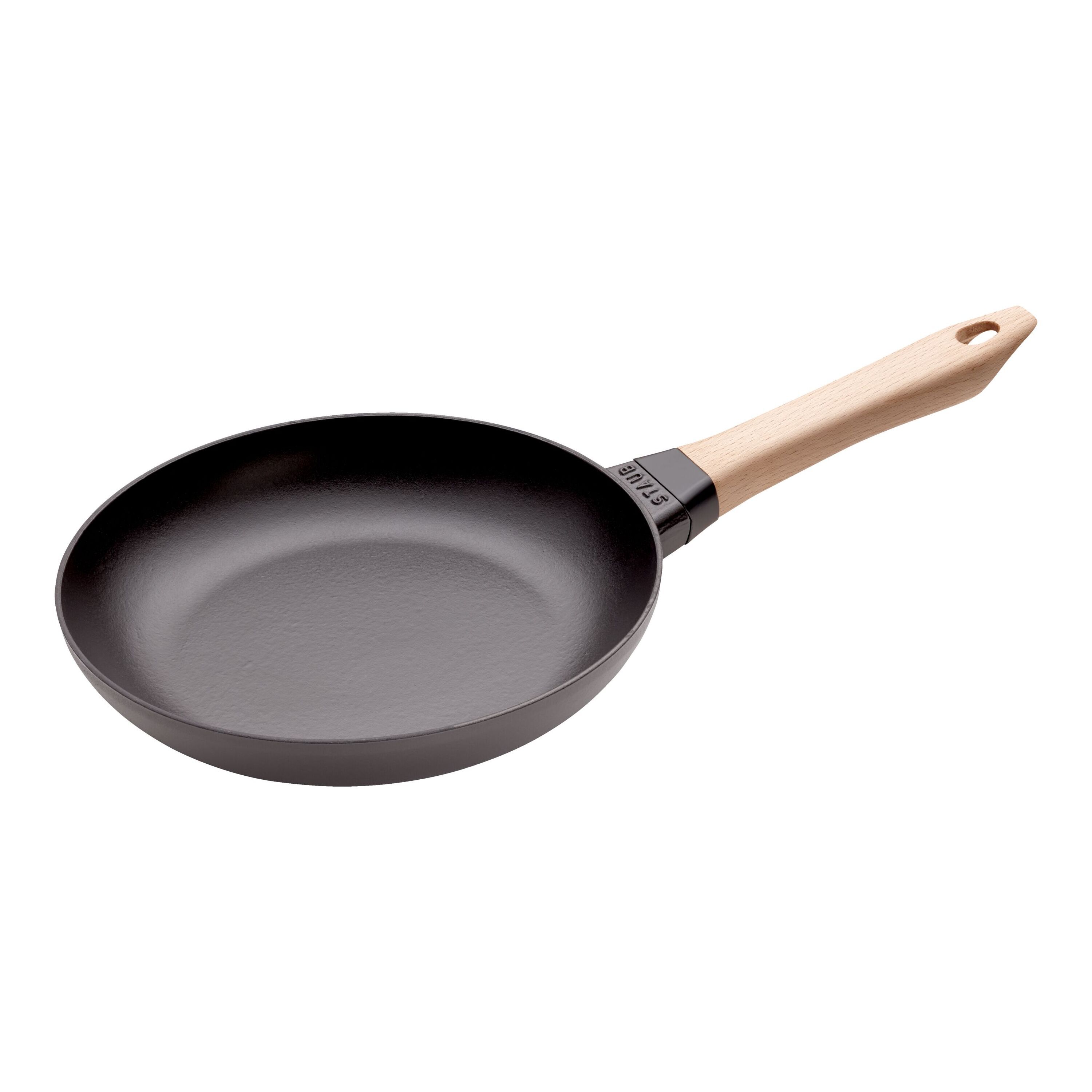 24 cm Cast iron Frying pan with wooden handle black