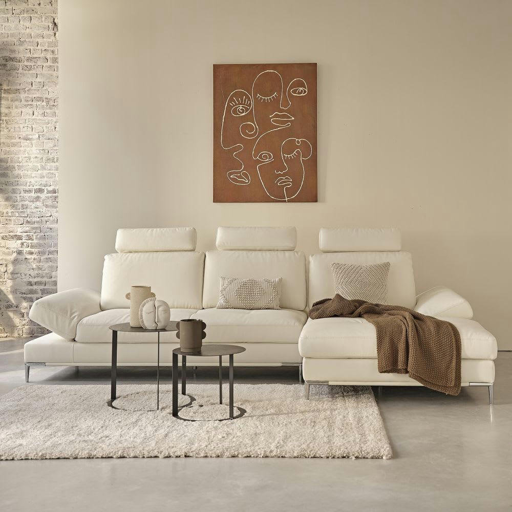 VISABA - Statuette visage à imbriquer en ciment beige H19