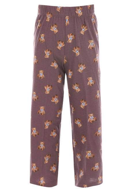Girls Chocolate Brown Teddy Bear Long Pyjama Set