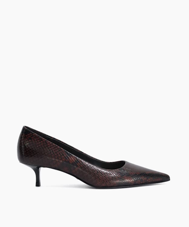Amira Brown - Snakeskin-Effect Leather Court Shoes