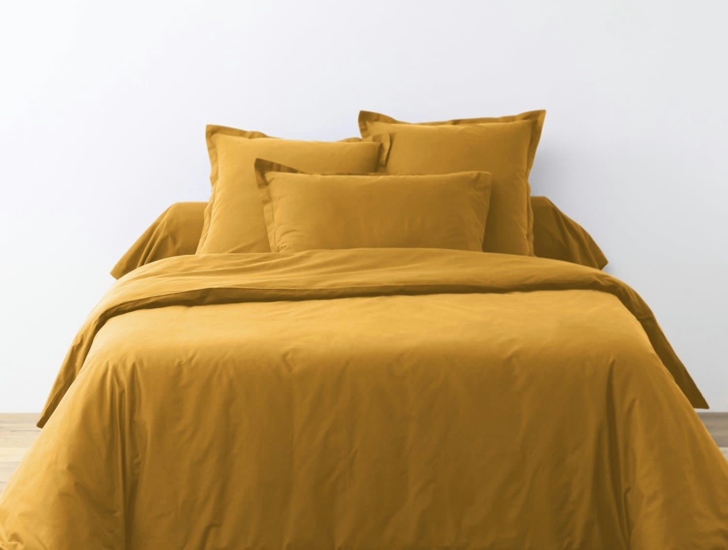 UNI BP - Parure housse de couette coton jaune 240x260 cm