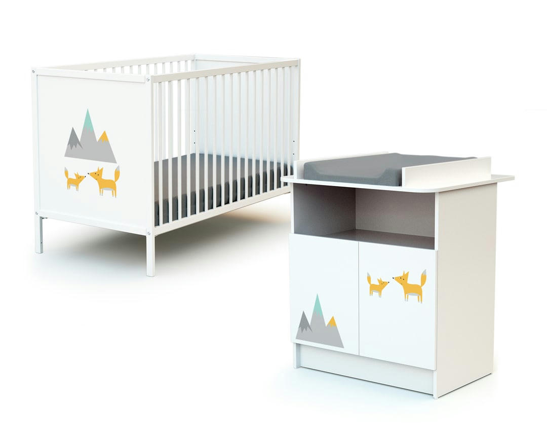 - Duo lit bébé et meuble blanc