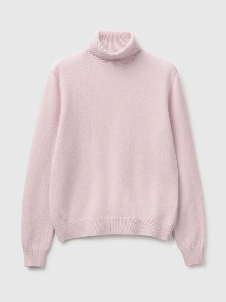 Light lilac turtleneck in pure Merino wool