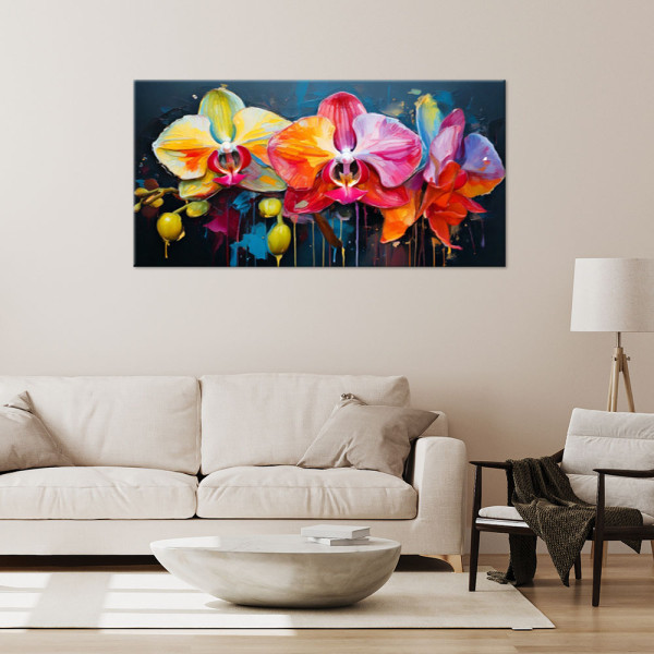 Feeby Obraz na płótnie, Kolorowe Storczyki Kwiaty 80x40