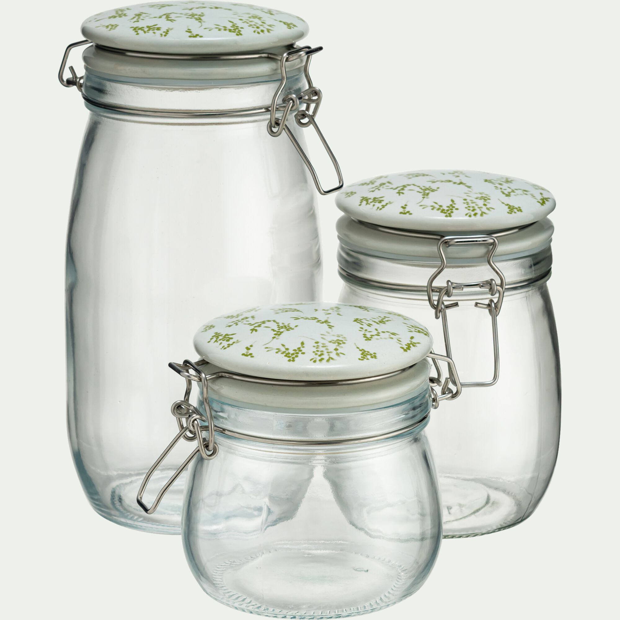 BAIA - Bocal en verre avec couvercle en céramique 50cl - transparent