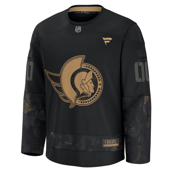Ottawa Senators  2024 Military Appreciation Personalized Long Sleeve Practice Jersey - Black