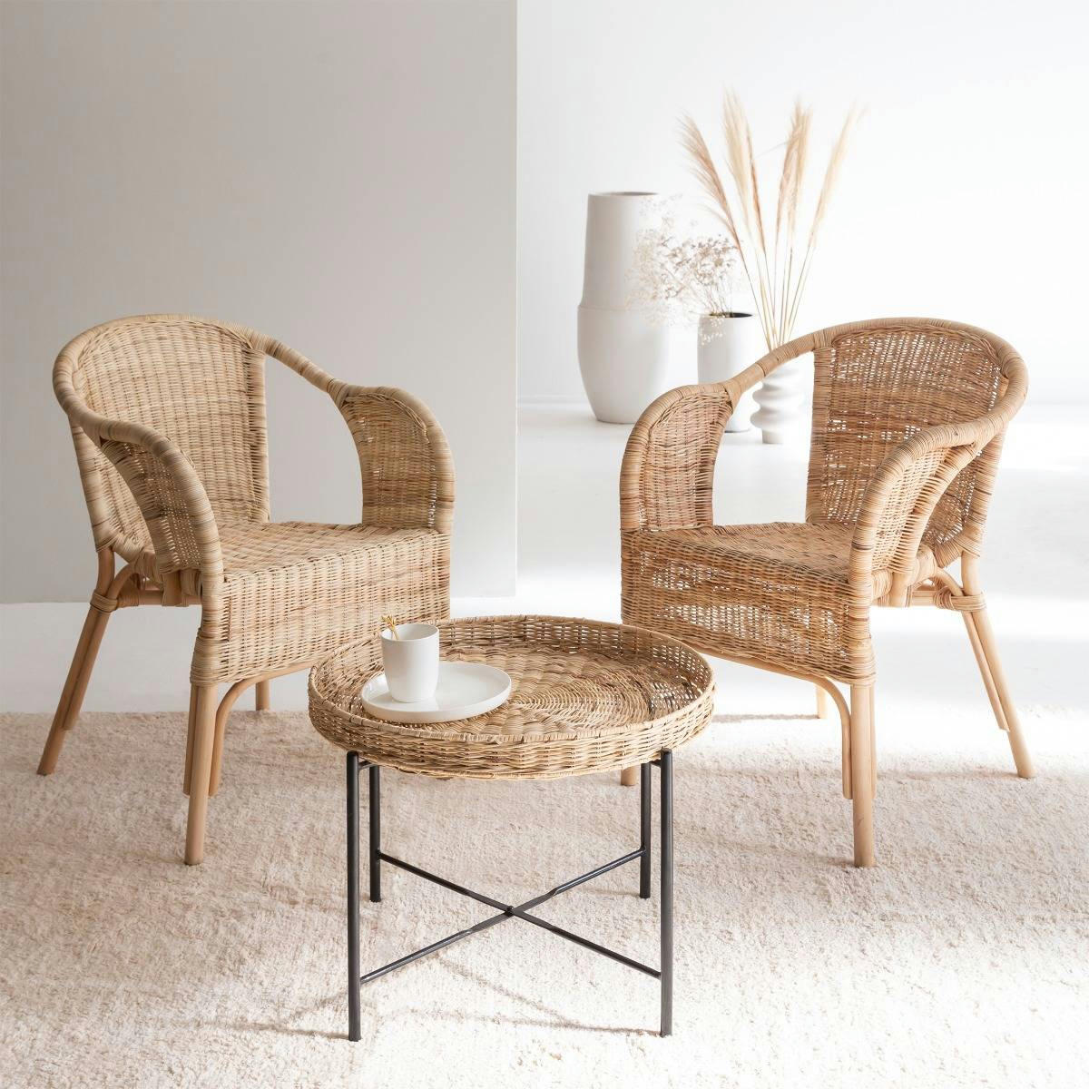 NOHAN - Fauteuil en rotin marron 57 cm