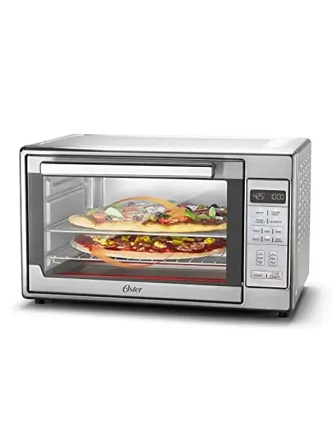 Oster Extra-Large Air Fryer Oven, 10-in-1 Versatile Cooking Functions, Fits 2 Large Pizzas, Stainless Steel, Perfect for Holiday Hosting(Silver/Extra Large)