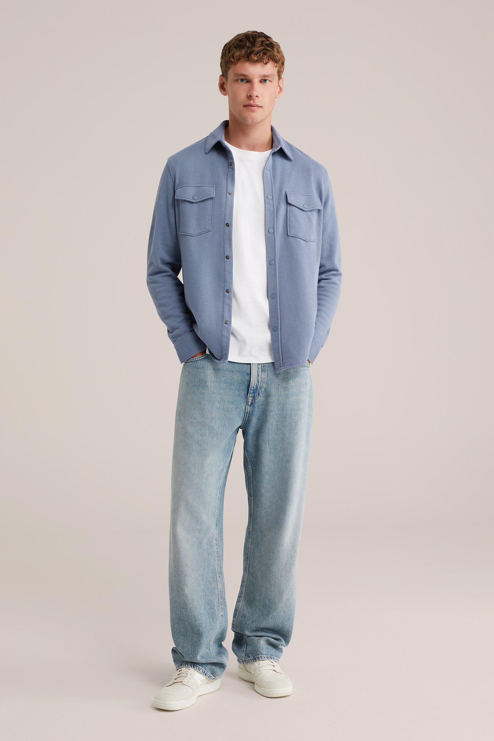 Heren Regular fit overshirt van katoenmix