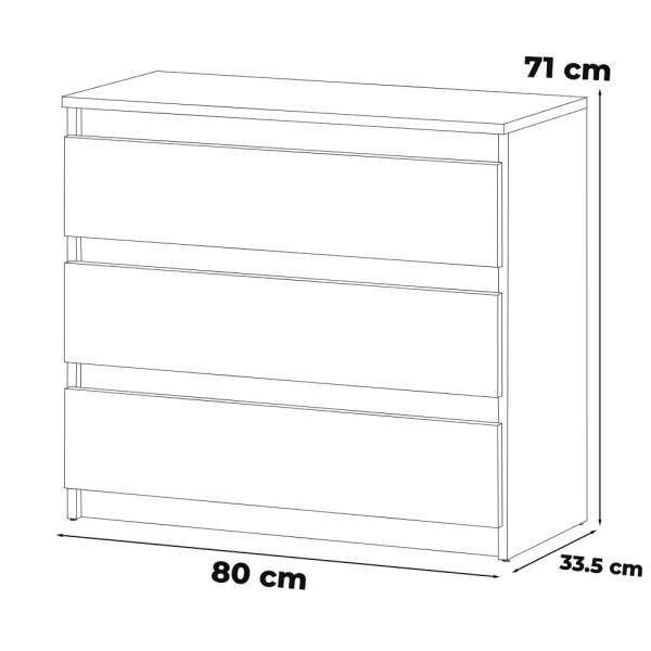 Komoda 3 szuflady 80cm hugo szafka rtv do salonu sypialnia
