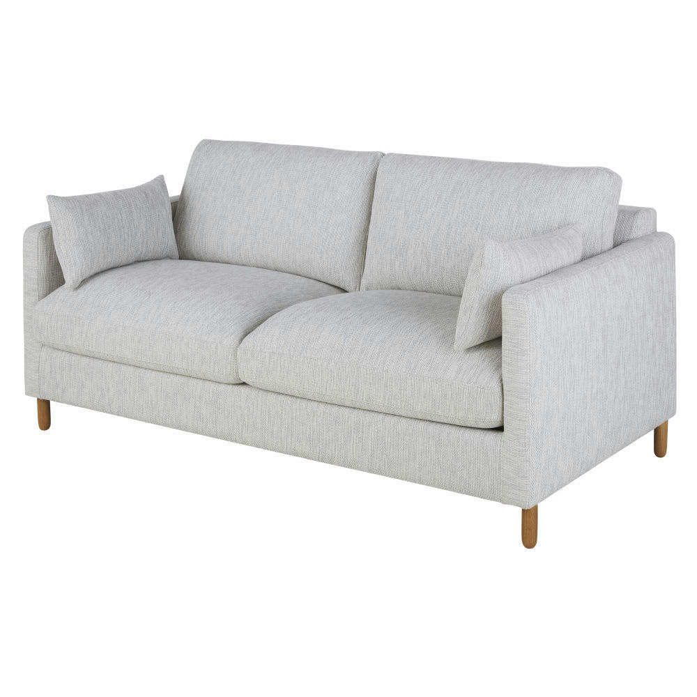 Julian - Canapé 2/3 places en textile recyclé gris clair chiné