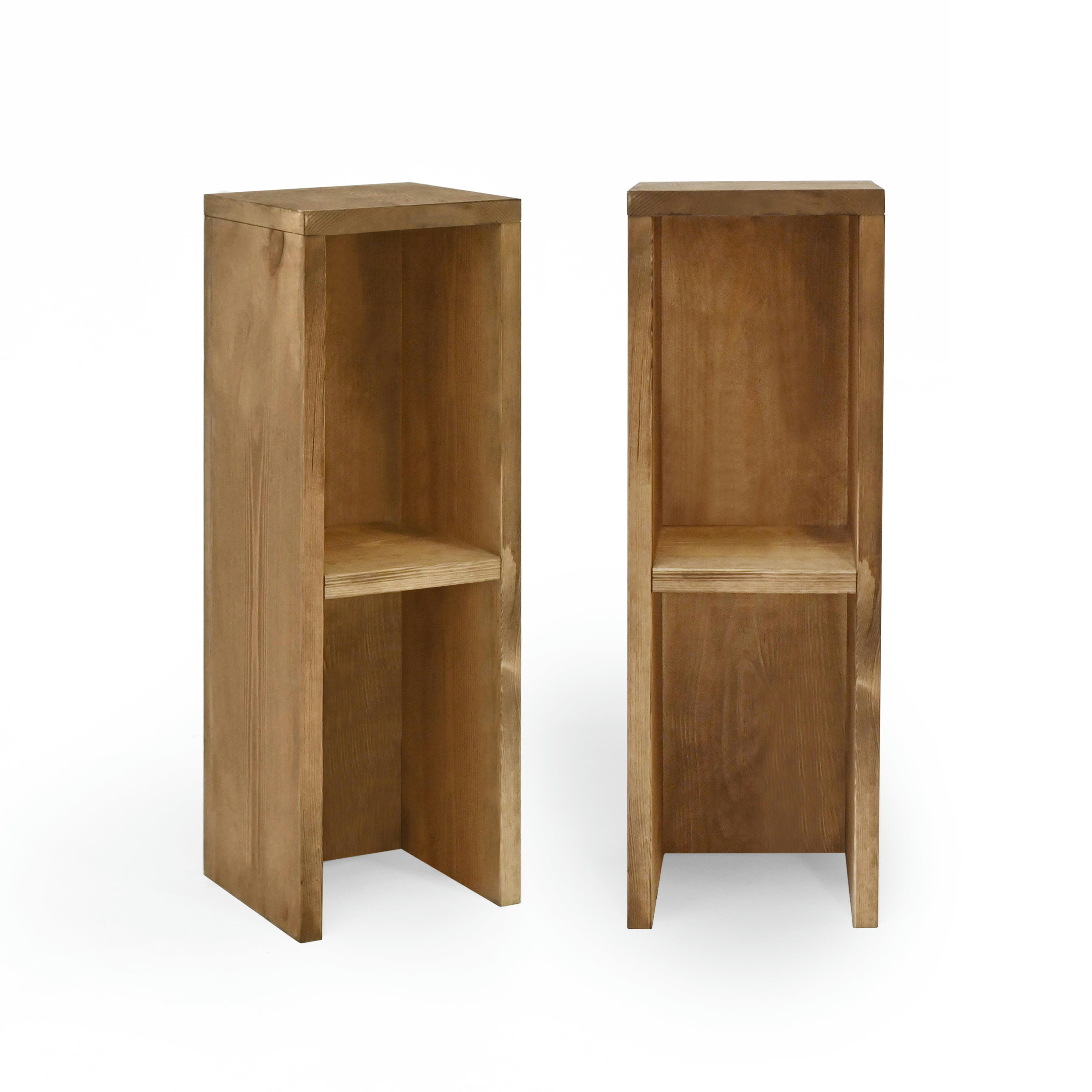 LINA - Ensemble 2 tables de chevet en bois de sapin vieilli 60x20cm