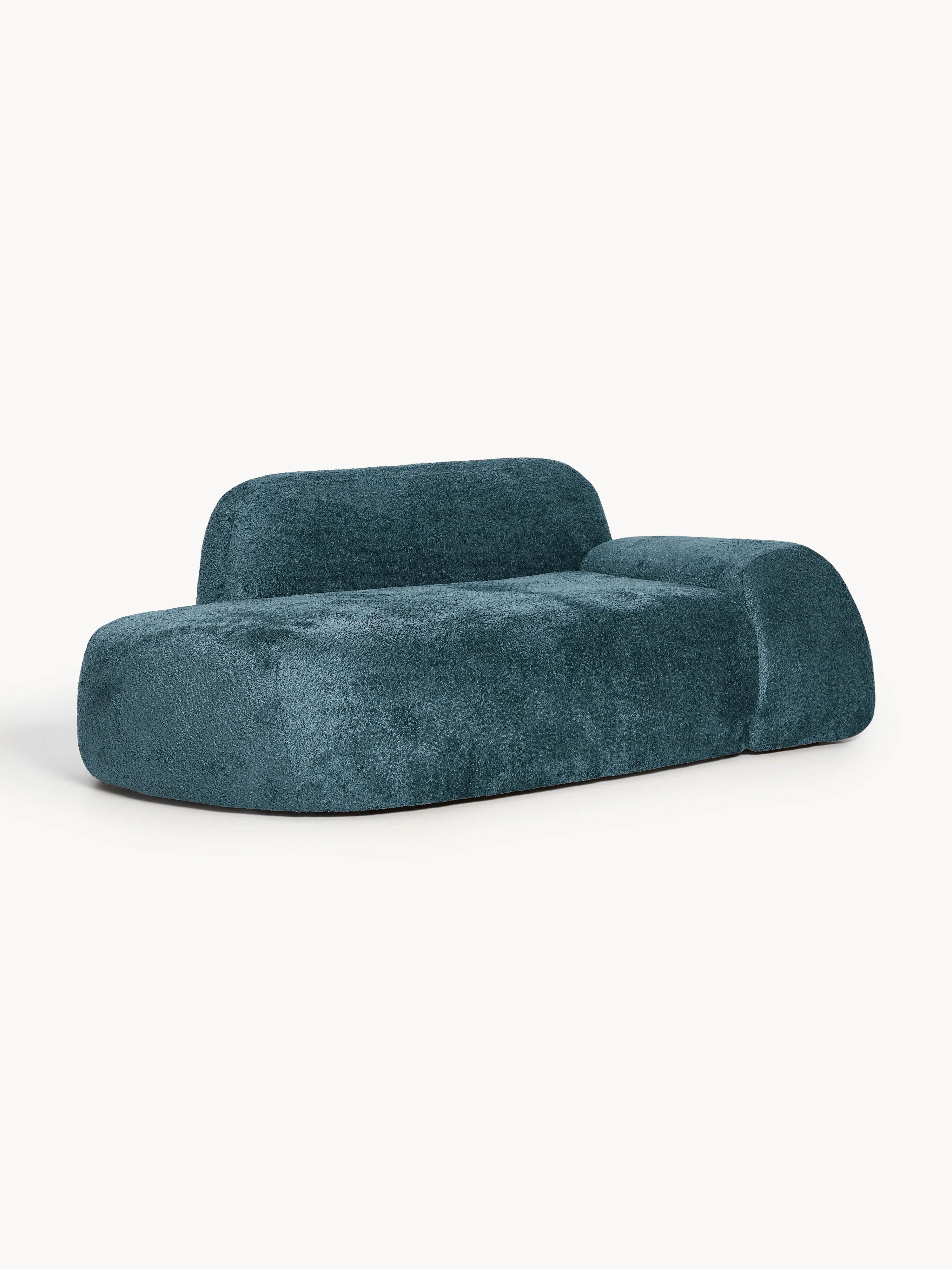 Sofa Wolke (2-Sitzer) aus Teddy-Bouclé mit Chaiselongue
